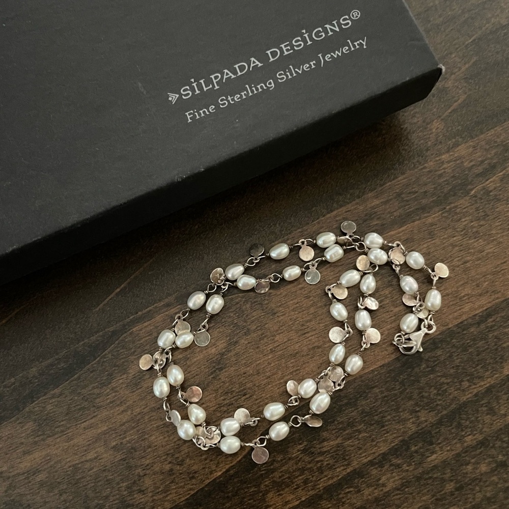 Silpada Sterling Silver and Freshwater Pearl Wisdom Necklace